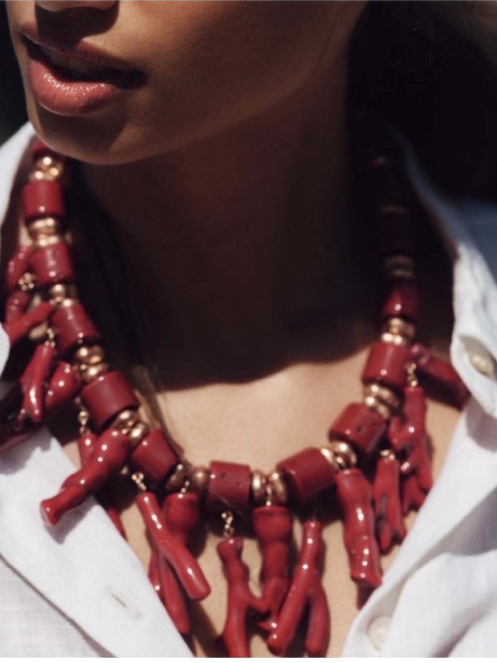 Bold Red Coral Statement Necklace - Designer Look
